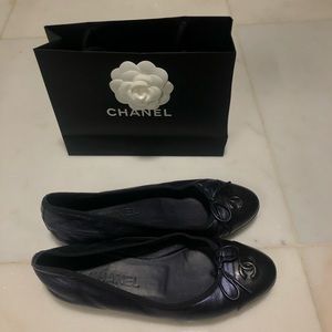CHANEL Navy Ballerina Flats